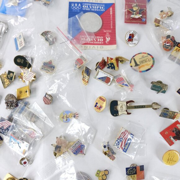 Vintage Olympic Games Pin Lot USA LA 1984 Atlanta 1996 Mascots Sponsors Rare Set - Picture 10 of 12